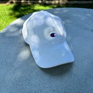 White Champion hat with adjustable strap